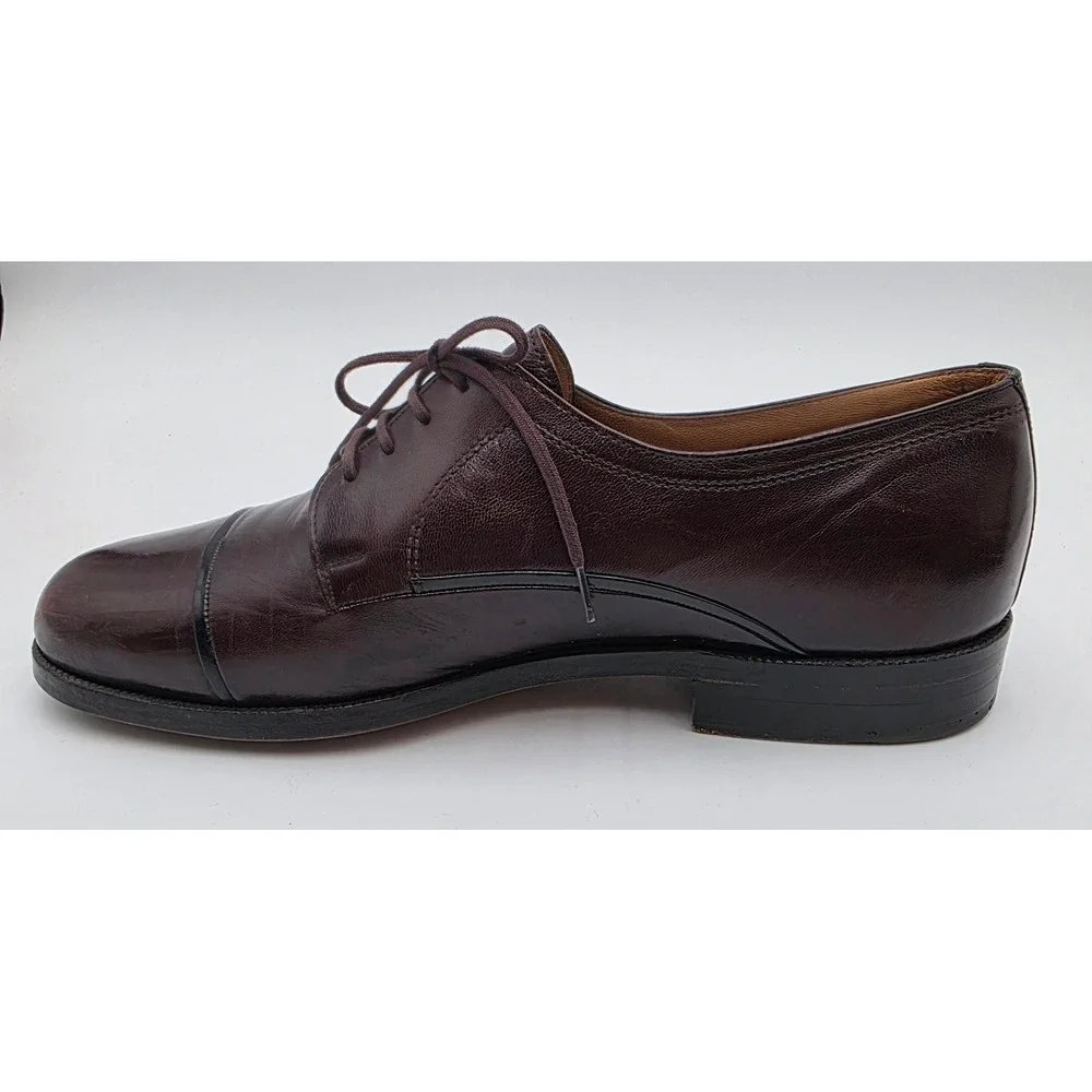 Bally Suisse Vasano Albano Men's Burgundy Leather Cap Toe Derby Shoes Size 8 F